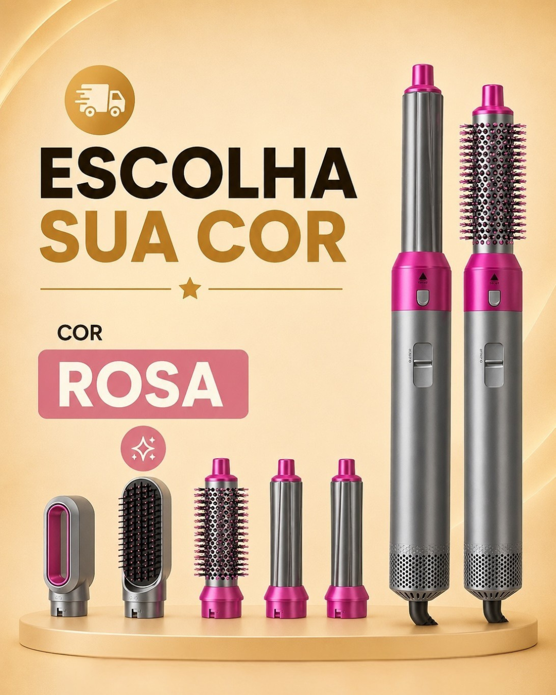 Escova Modeladora Hair 5 em 1, Alisa, Seca, Modela, Faz Cachos e Anti-Frizz – BIVOLT (110v/220v) - Imagem 5
